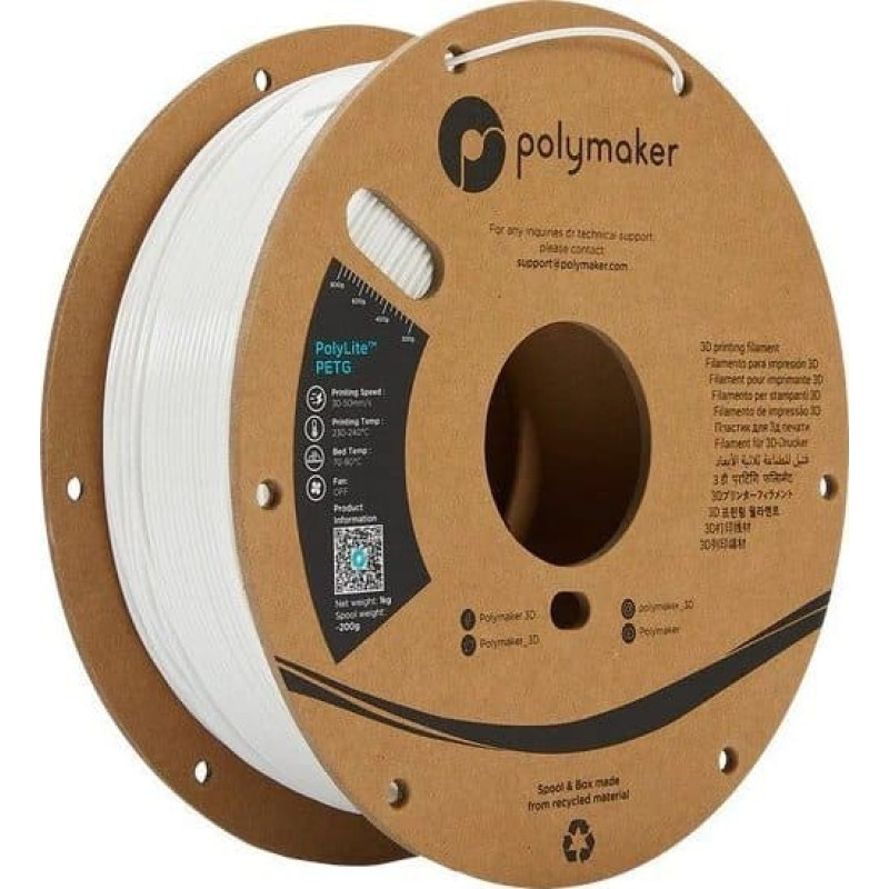 Poly Filament Polymaker PolyLite PETG 1,75mm 1kg - White}