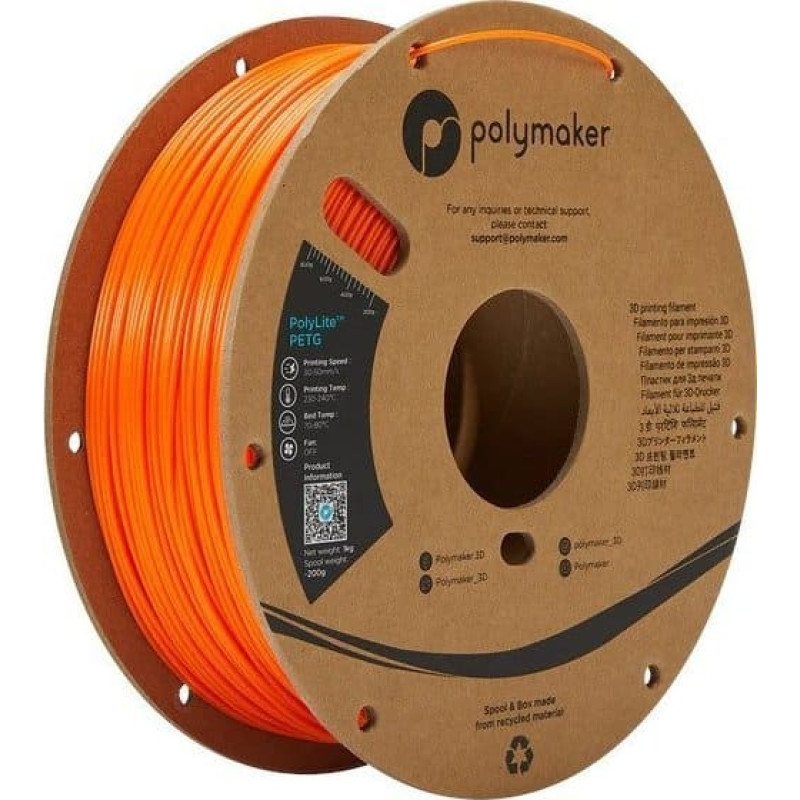 Poly Filament Polymaker PolyLite PETG 1,75mm 1kg - Orange}