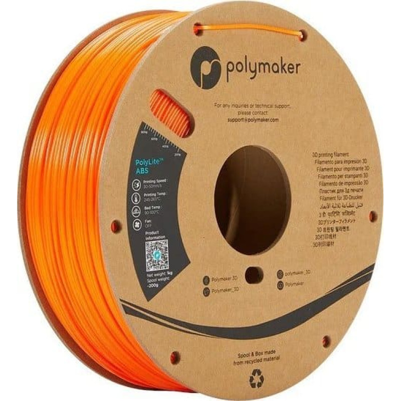 Poly Filament Polymaker PolyLite ABS 1,75mm 1kg - Orange}