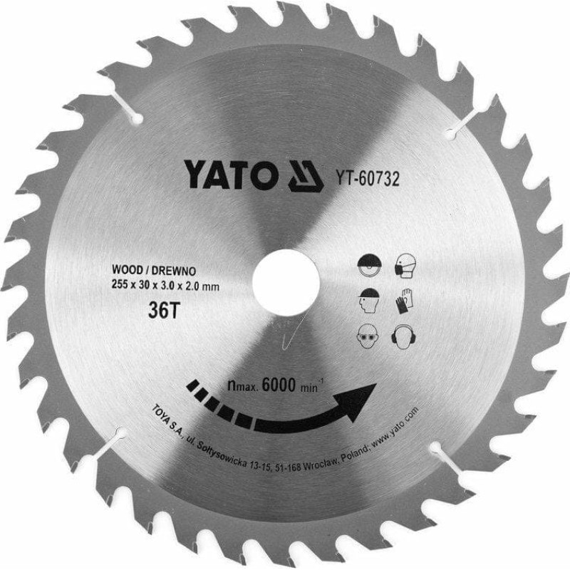 Yato Tarcza Widiowa Do Drewna 255X36TX30MM (YT-60732)