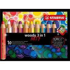 Stabilo Kredki Woody Arty 3w1 10 kol + temperówka STABILO