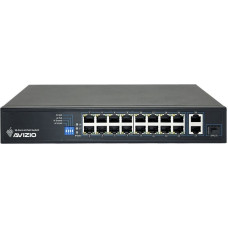 Avizio Switch AVIZIO Niezarządzalny przełącznik (switch) 18xRJ45 - 16 portów RJ45 PoE+ 100Mb/s + 2 porty RJ45 Uplink 1Gb/s (budżet mocy 150W) AVIZIO