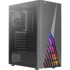 Aerocool DELTABKV1 ATX PC Case RGB Front Full Side Window 12cm Fan Black