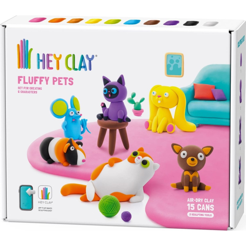 Tm Toys Hey Clay Masa plastyczna Puchate zwierzaki