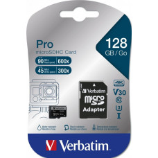 Verbatim Karta Verbatim Verbatim Karta pamięci Pro MicroSD, 128GB, micro SDXC, 47044, UHS 3 (U3), z adapterm