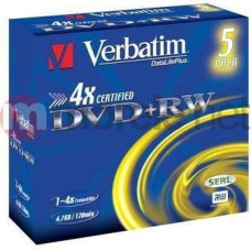 Verbatim DVD+RW 4.7 GB 4x 5 sztuk (VERDVD20710)