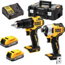 Dewalt POWERSTACK Akku-Kombo-Pack DCK2062E2T, 18Volt, mit Schlagschrauber (gelb/schwarz, 2x POWERSTACK Li-Ion-Akku 1,7 Ah, in T STAK Box II)