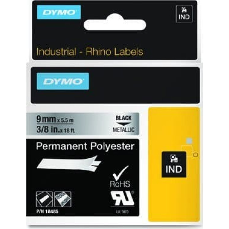 Dymo Dymo Schriftband Vinyl Black Metallic (18485)