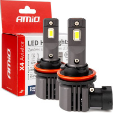 Amio Żarówki samochodowe led seria x4 aviator h8 h9 h11 h16 6500k canbus amio-03765