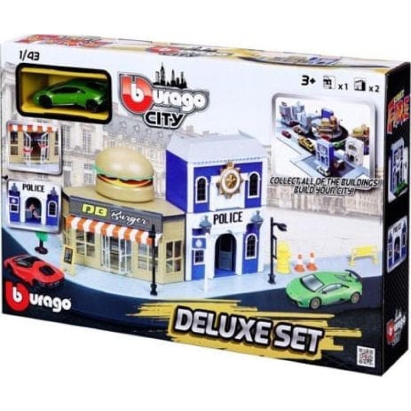 Bburago City Deluxe Set 4 Policja ulica burger (GXP-755422)