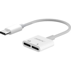 Somostel Adapter USB Somostel SMS-BZ06 USB-C - Jack 3.5mm + USB-C Biały  (28857)