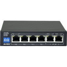 Avizio Switch AVIZIO Niezarządzalny przełącznik (switch) 6xRJ45 - 4 porty RJ45 PoE+ 1Gb/s + 2 porty RJ45 Uplink 1Gb/s (budżet mocy 60W) AVIZIO