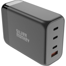 Silver Monkey Ładowarka Silver Monkey Ładowarka GaN Silver Monkey SMA155 200W 3xUSB-C PD USB-A QC 3.0 z odłączanym kablem zasilającym - czarna