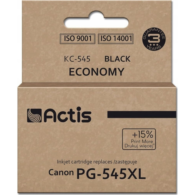 Actis KC-545 ink cartridge (Canon PG-545XL replacement; Supreme; 15 ml; 207 pages; black). Prints 15% more than OEM.