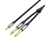 Vention Kabel Vention Kabel mini jack 3.5 mm do 2x jack 6.5 mm Vention BARHG 1.5m (szary)