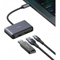 Usams HUB USB Usams USAMS Adapter HUB 5w1 USB 2.0/USB 3.0/ USB-C/TF/SD szary/dark grey SJ628HUB01 (US-SJ628)