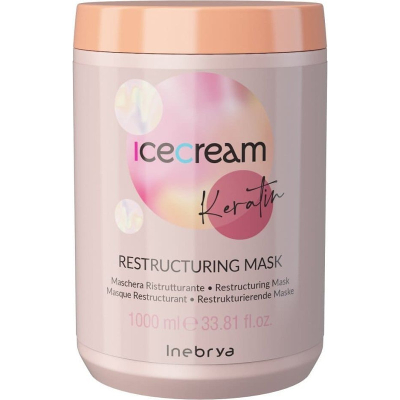 Inebrya Ice Cream Keratin keratynowa maska restrukturyzująca do włosów 1000ml