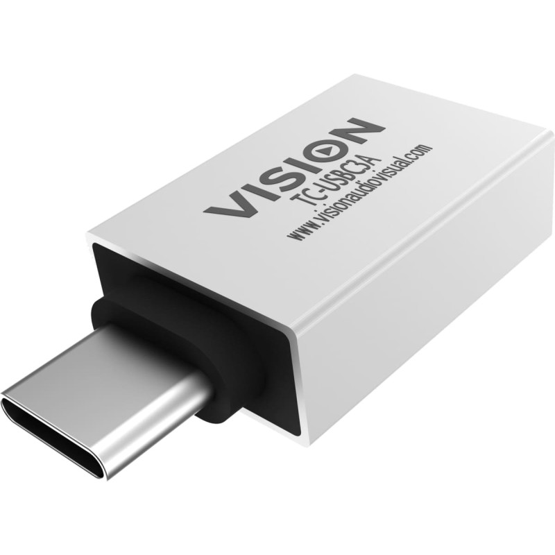 Vision Adapter USB Vision VISION Professional installationstauglicher Adapter USB-C zu USB-A - 30 JAHRE GARANTIE - lasst sich an USB-C anschliessen und hat eine normal grosse USB-A 3.0-Buchse - USB-C (M) zu USB Typ A (F) - USB 3.1 Gen 2 - Weiss