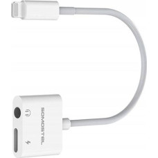 Somostel Adapter USB Somostel SMS-BZ03 Lightning - Jack 3.5mm + Lightning Biały  (SMS-BZ03)