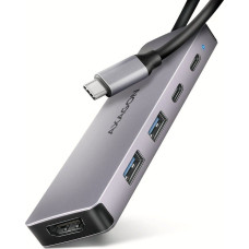 Axagon HUB USB Axagon AXAGON HMC-5H60, USB 5Gbps hub, porty 2x USB-A, 1x USB-C, HDMI 4k/60, PD 100W, kabel USB-C 15cm