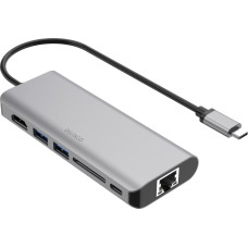 Deltaco Stacja/replikator Deltaco DELTACO USB-C Dockingstation HDMI/RJ45/2xUSB/SD space grau