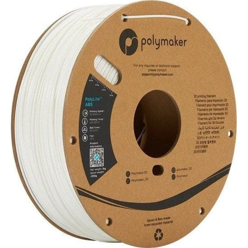 Poly Filament Polymaker PolyLite ABS 1,75mm 1kg - White}