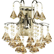 Mdeco Lampa wisząca Mdeco Glamour LAMPA ścienna ELM6246/1 21QG MDECO szklana OPRAWA z kryształkami kinkiet crystals mosiądz bursztynowy