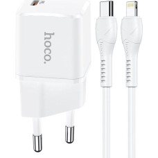 Hoco Ładowarka Hoco HOCO ładowarka sieciowa Typ C + kabel Typ C do Lightning PD 20W N10 biała