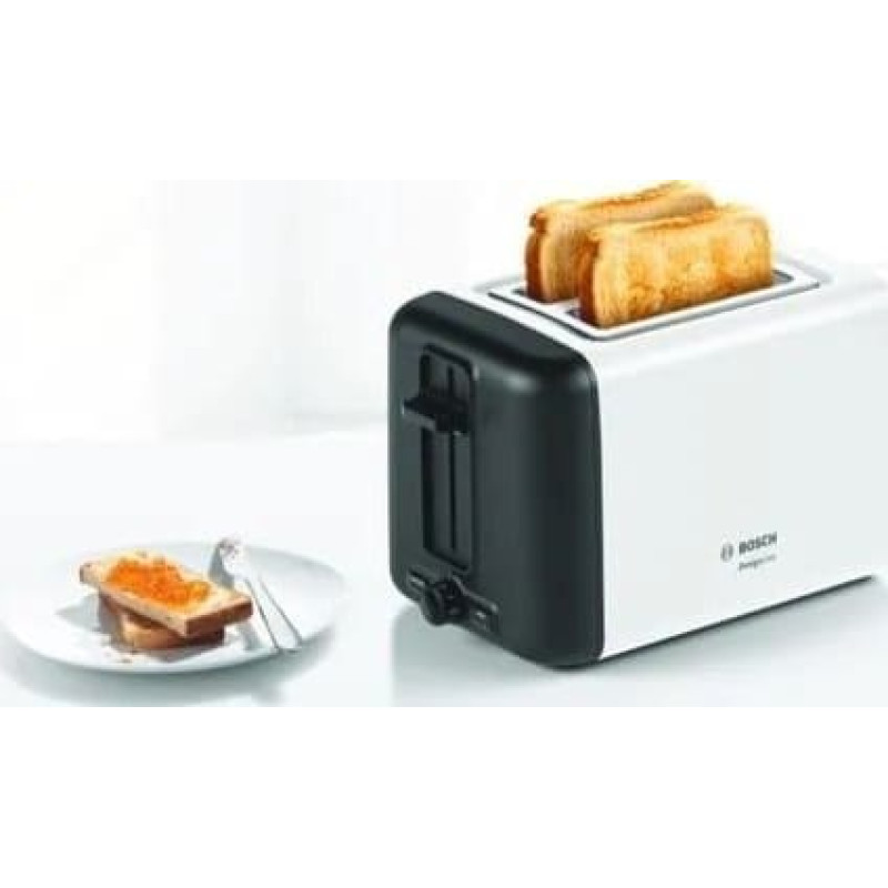 Bosch Toster Bosch Bosch TAT3P421, 2 slice(s), Black, White, Stainless steel, Buttons, Rotary, 970 W, 220 - 240 V