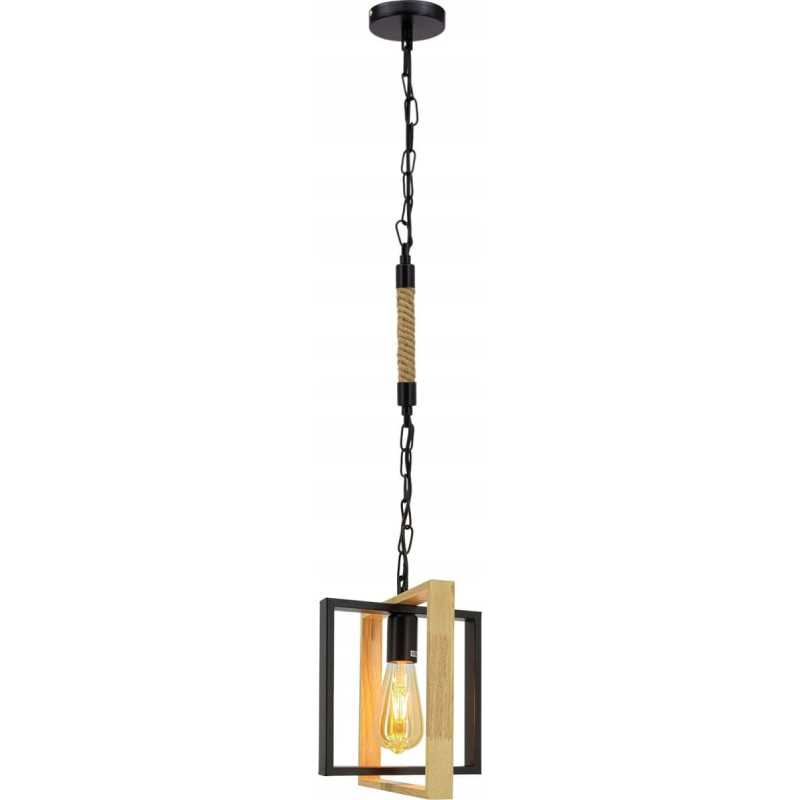 Mdeco Lampa wisząca Mdeco Elem Marco 6300/1 BL JD lampa wisząca zwis 1x60W E27 czarna/drewno