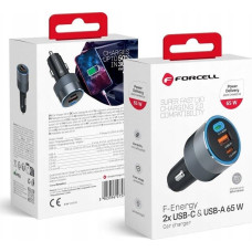 Forcell Ładowarka ForCell FORCELL F-ENERGY Alu ładowarka samochodowa 2 x Typ C + USB A PD QC4.0 SFC2.0 4,5A 65W szara