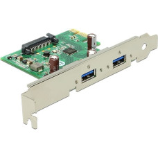 Delock PCIe x1 Karte zu 2x ext. USB 3.2 Gen 1 (SATA-Stromanschluss)