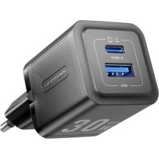 Vention Kabel zasilający Vention Ładowarka sieciowa, Vention, FEQB0-EU,  USB-C, USB- A, 30W/30W, GaN (czarna)