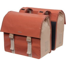 Basil Sakwa miejska podwójna BASIL URBAN LOAD DOUBLE PANNIER BAG 48-53L, Universal Bridge System, 100% wodoodporna, terra red/rose (NEW 2024)