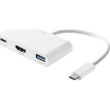 Deltaco Adapter USB Deltaco Jungčių stotelė DELTACO USB-C to HDMI and USB-A, USB-C portas energijos perdavimui 3.0, 3840x2160 30 Hz, balta / USBC-HDMI23