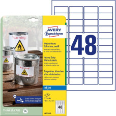 Avery AVERY Zweckform Folien-Etiketten, wetterfest, 45,7 x 21,2 mm weiß, mit Rand, für Inkjet-Drucker - 1 Stück (J4778-10)