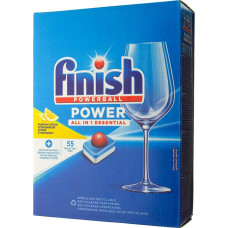 Finish Finish Powerball Power All in One Essential Lemon Tabletki do zmywarki, cytrynowe  55 sztuk