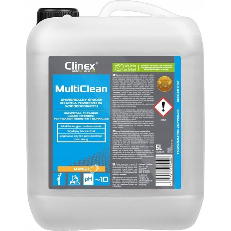 Clinex Uniwersalny środek CLINEX Multi Clean, do mycia powierzchni wodoodpornych, Mango, 5l