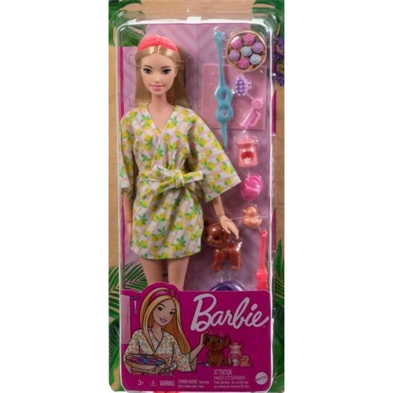 Mattel Lalka Barbie Mattel BRB RELAKS LALKA W SZLAFROKU HKT90 WB6