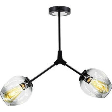 Mdeco Lampa wisząca Mdeco Modernistyczna LAMPA sufitowa ELM1962/2 BLACK-TR MDECO szklana OPRAWA regulowana chemistry czarna przezroczysta