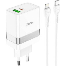 Hoco Ładowarka Hoco HOCO ładowarka sieciowa USB A + Typ C + kabel Typ C do Lightning PD QC3.0 3A 30W N21 biała