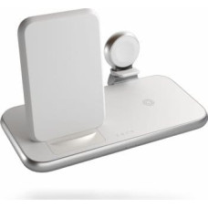 Zens Ładowarka Zens ZENS Aluminium 4w1 Stand Wireless Charger - bezprzewodowa stacja ładująca do trzech urządzeń (45W), z możliwością ładowanie czwartego urządzenia przez kabel (white)