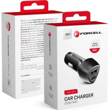 Forcell Ładowarka ForCell FORCELL CARBON ładowarka samochodowa Typ C 3.0 PD20W + USB QC3.0 18W 5A CC50-1A1C czarna (Total 38W)