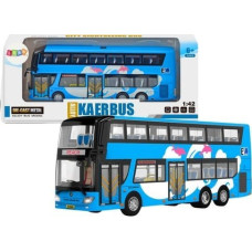 Leantoys Autobus Piętrowy Wycieczkowy 1:42 Metalowy Światła Niebieski