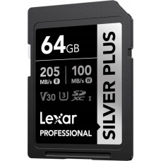 Lexar Karta Lexar Lexar SDXC Professional SILVER Plus UHS-I/U3/A2/4K R205/W100 (V30) 64GB