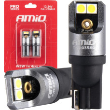 Amio Żarówki led full canbus pro t10 w5w 4x3030 smd białe 12v 24v amio-03580