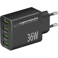 Esperanza Ładowarka Esperanza EZC107K Esperanza ładowarka sieciowa 36w 4x usb-a qc 3.0 18w