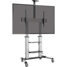 Eaton Eaton Tripp Lite Series Safe-IT Heavy-Duty Rolling TV Cart with Height-Adjusting Crank Handle for 60 to 100-inch Displays - Wagen - fur Flachbildschirm / Notebook / AV-Ausrustung - Aluminium, Stahl - Schwarz, Silber - Bildschirmgrosse: 152.4-254 cm