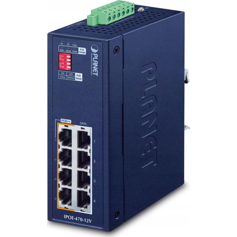 Planet Switch Planet PLANET IP30 Industrial 4-port Gigabit Ethernet (10/100/1000) Obsługa PoE Niebieski