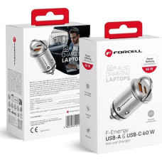 Forcell Ładowarka ForCell FORCELL F-ENERGY Mini ładowarka samochodowa Typ C + USB A PD QC3.0 5A 60W srebrna